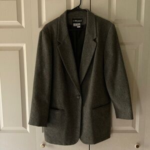 Sag Harbor women’s 16 gray wool blend one button blazer 90’s  classic style